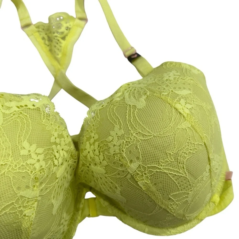 Victoria’s Secret The sexy tee 36DDD Lightly padded Bra Yellow Lace Floral